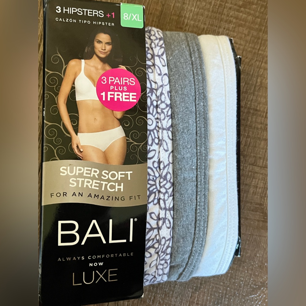 Bali Hipster 4 pk of panties. Super soft stretch. NWT. Women’s Size 8 /XL